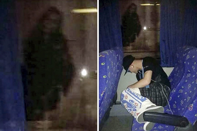 fantasma-viajante Assustador! Morte ao lado de passageiro dormindo.